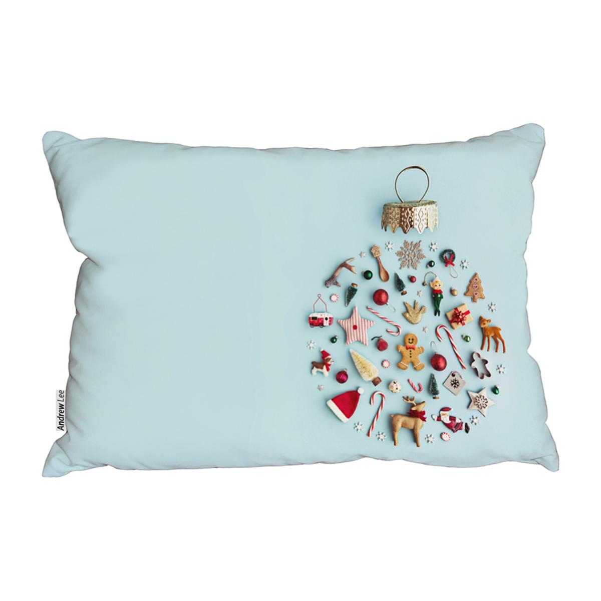 Christmas Objects Laid Out Stylish Cushion - Red