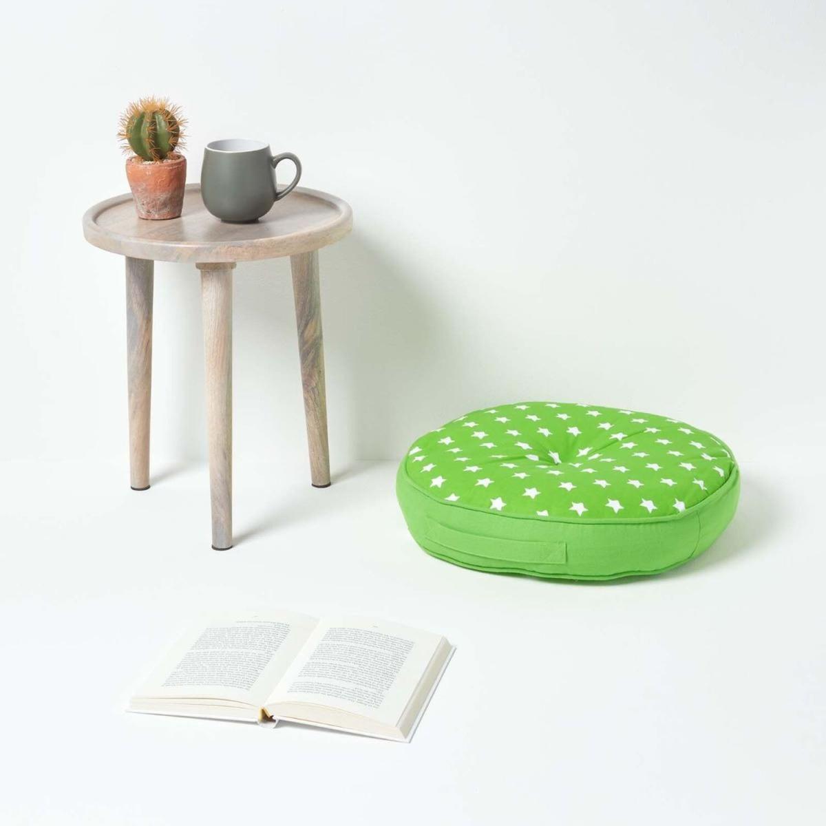 Homescapes Green Stars Childrens Round Floor Cushion - Green – image 2