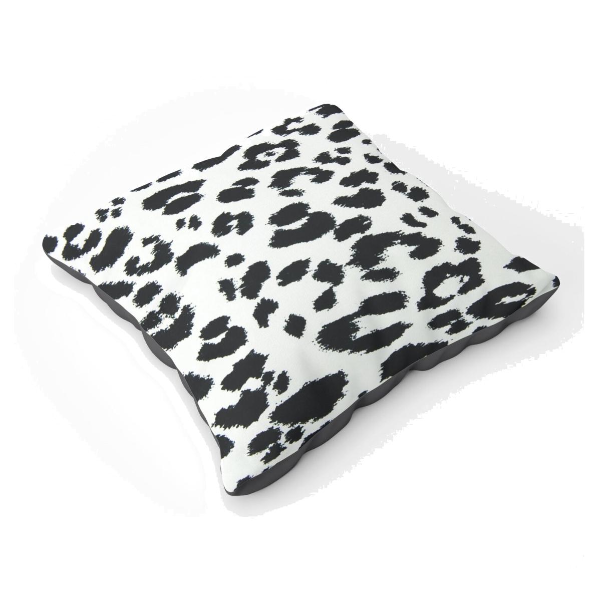 Black Leopard Print Floor Cushion - Black