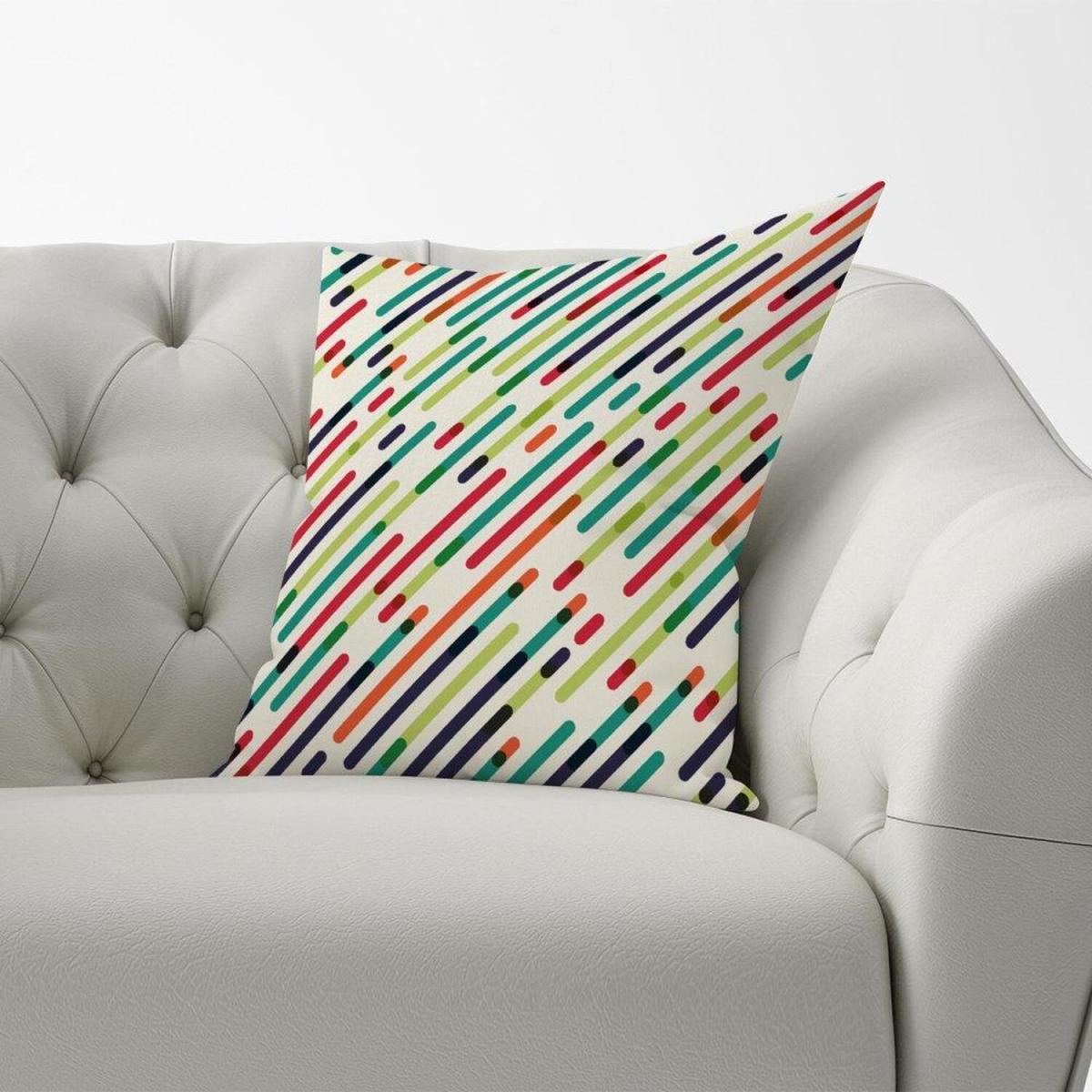 Coloured Diagonal Abstract Pattern Cushion - Pink / 45cm – image 1