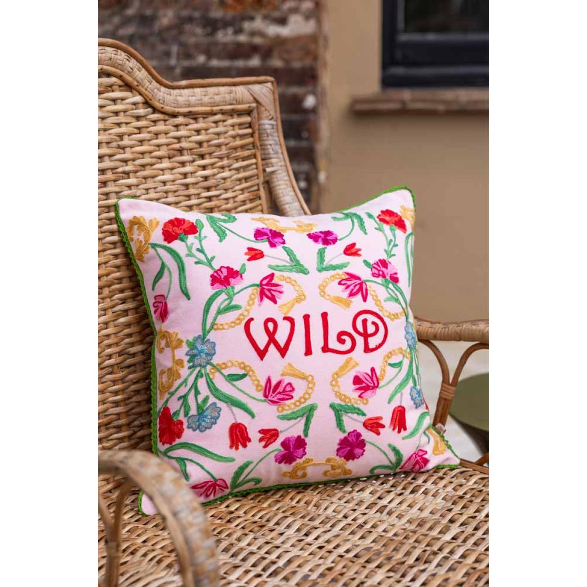 Wild Embroidered Cushion – image 2