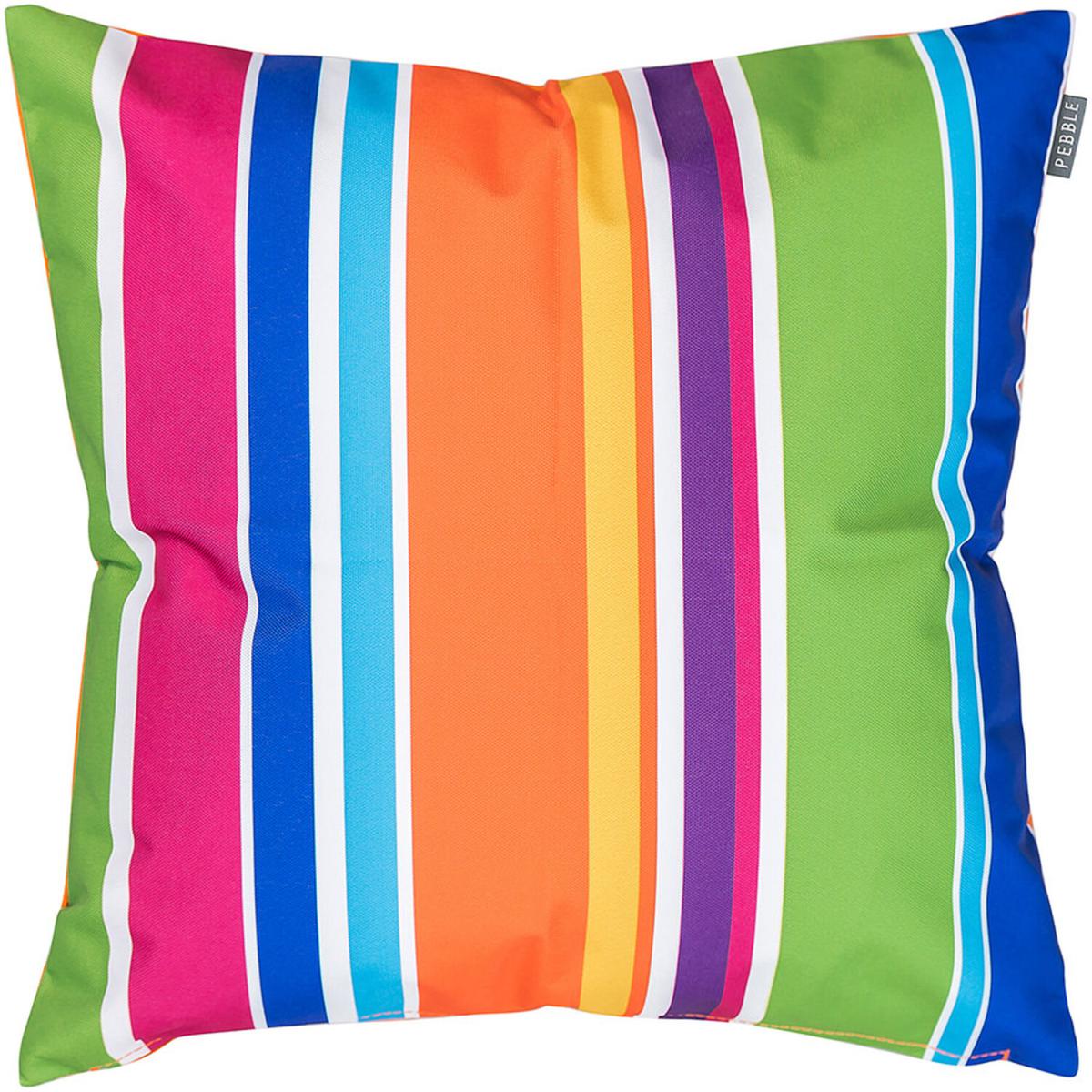 Technicolour Striped Print Outdoor Cushion - Multicolour/Orange – image 2