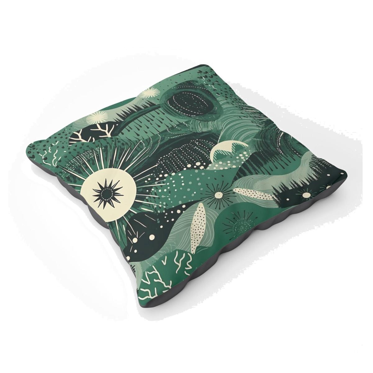 Abstract Green Moon Floor Cushion - Green