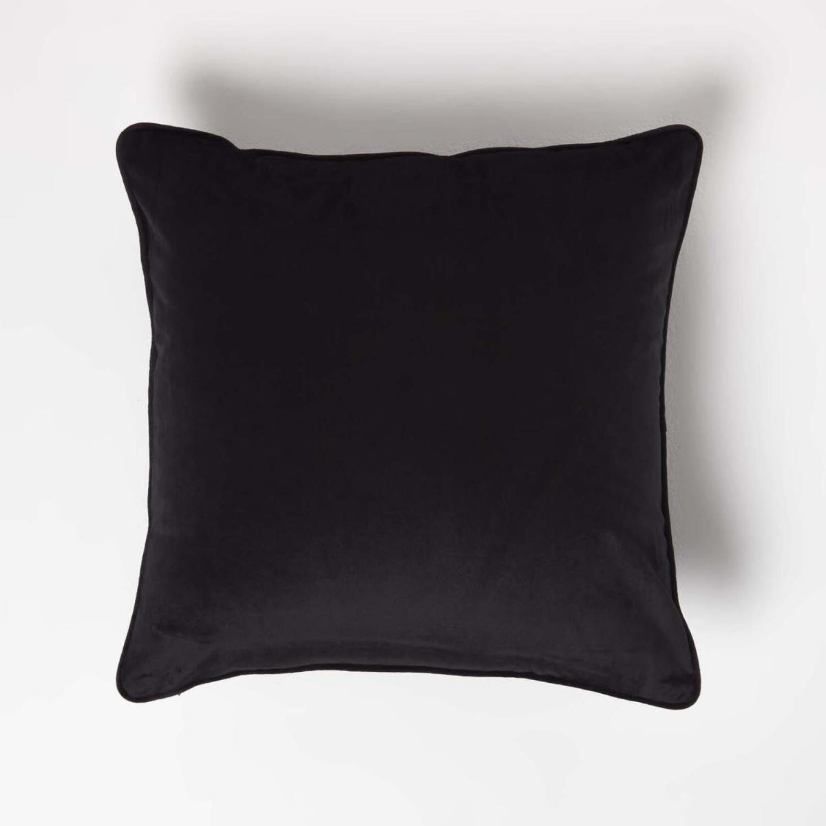 Filled Velvet Cushion with Piped Edge - Black – image 1