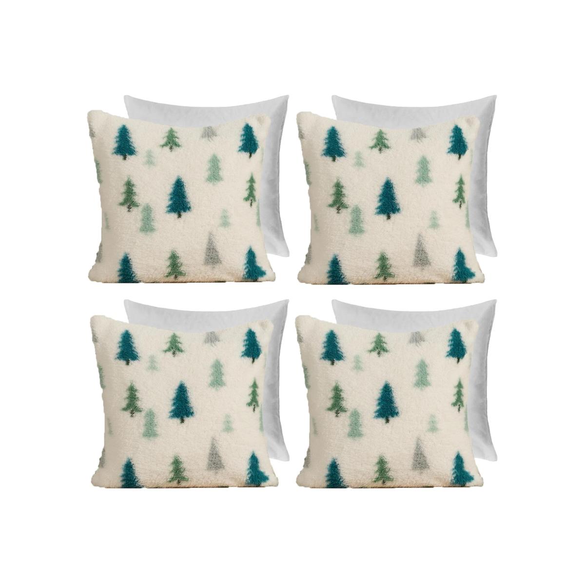 Pack of Xmas Tree Teddy Filled Cushions - Cream