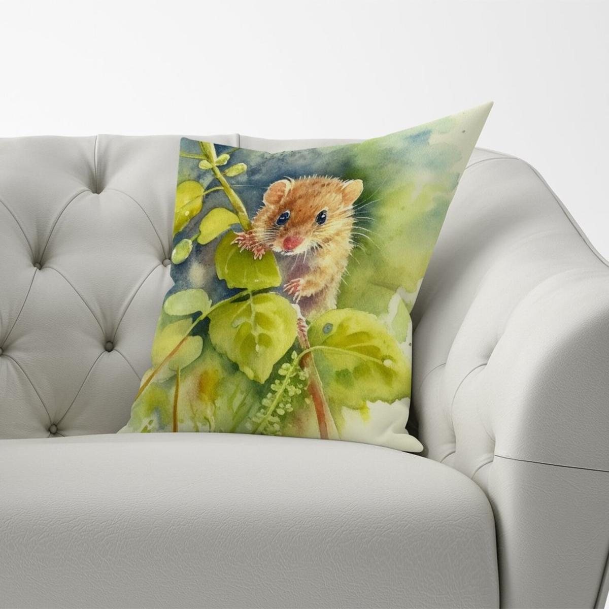 Dormouse Watercolour Cushion - Yellow – image 2