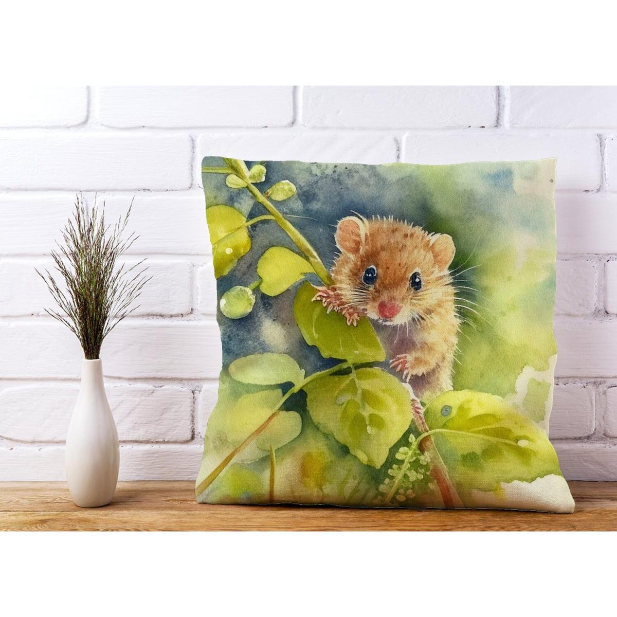 Dormouse Watercolour Cushion - Yellow – image 3