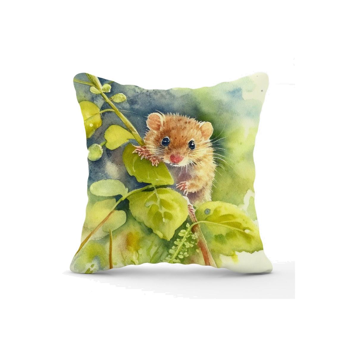Dormouse Watercolour Cushion - Yellow – image 1