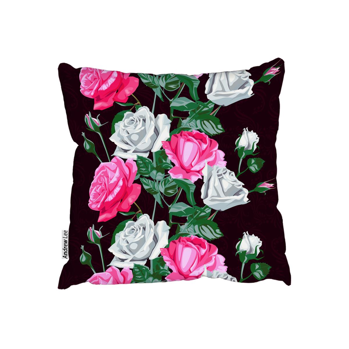 Pattern Of Pink And White Flowers Cushion - Black / 45cm – image 2