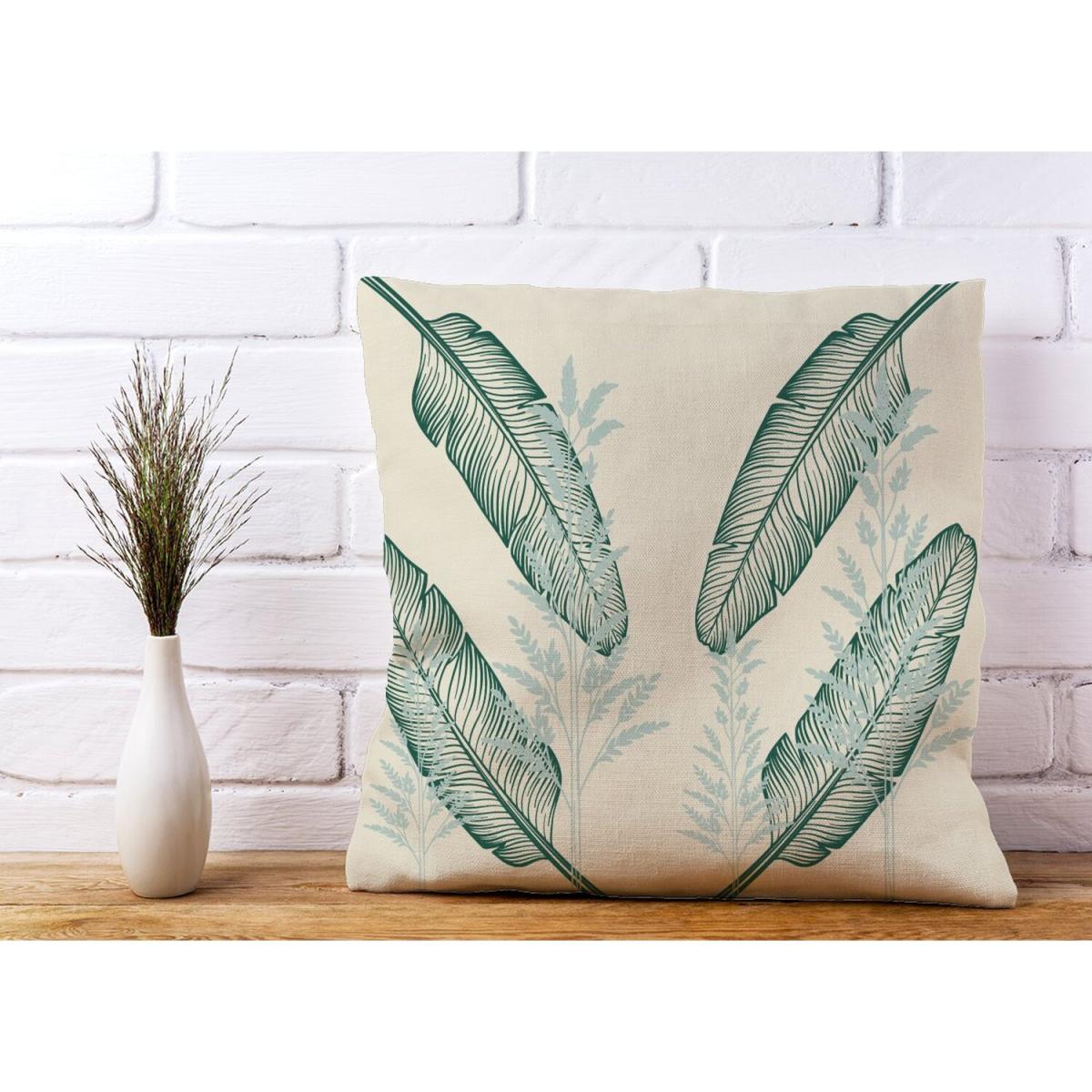 Green Feather Leaves Cushion - Green / 45cm – image 2