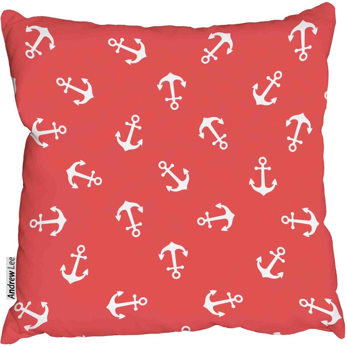 Red Anchors Cushion - Red / 45cm