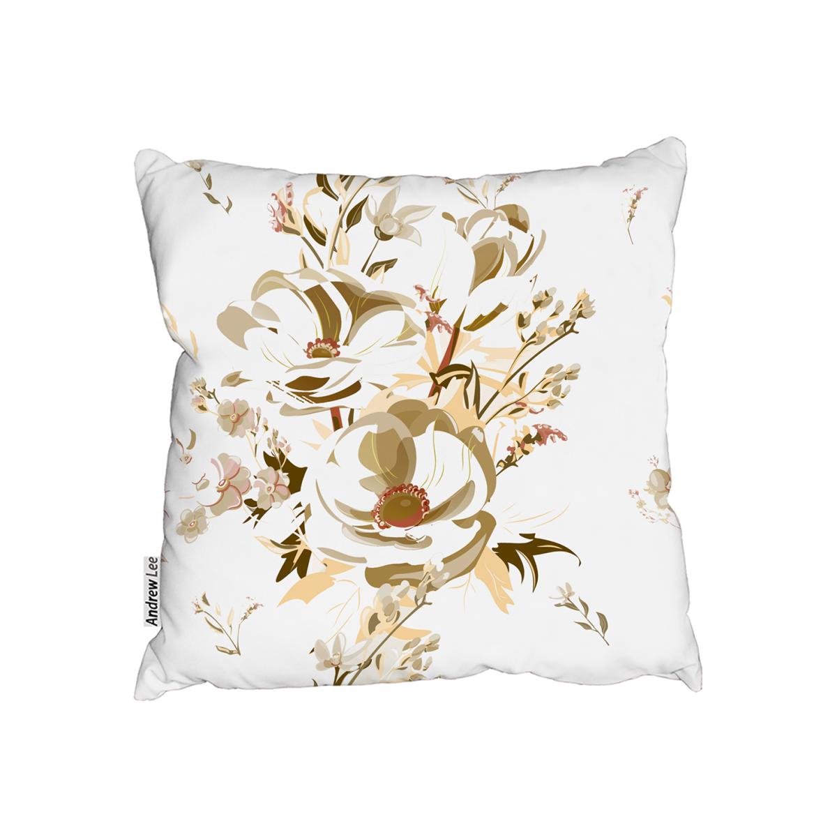 Golden Flower Print Cushion - Yellow / 45cm