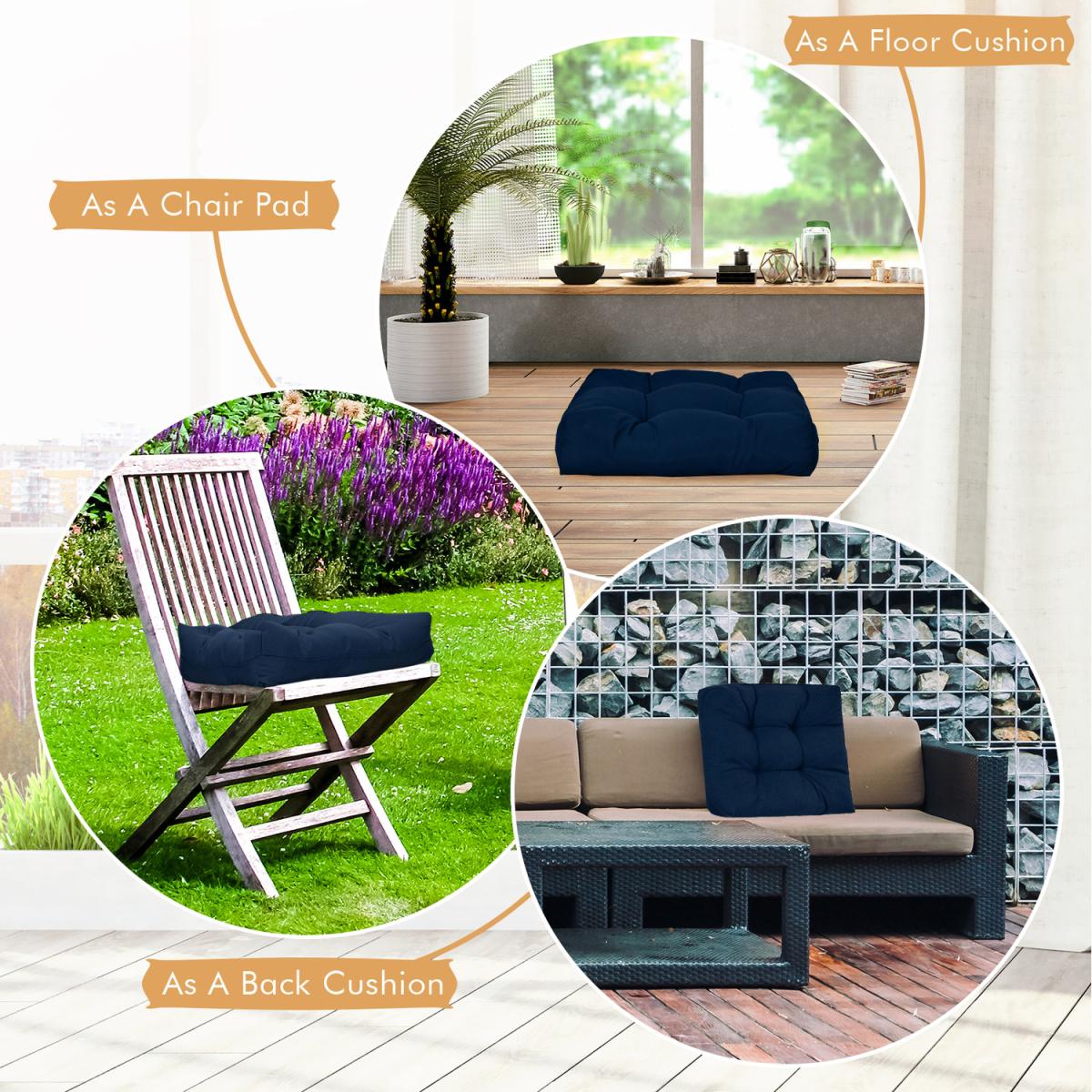 Costway Patio Cushions 50 x 50cm Outdoor Seat Cushions - Navy – image 5