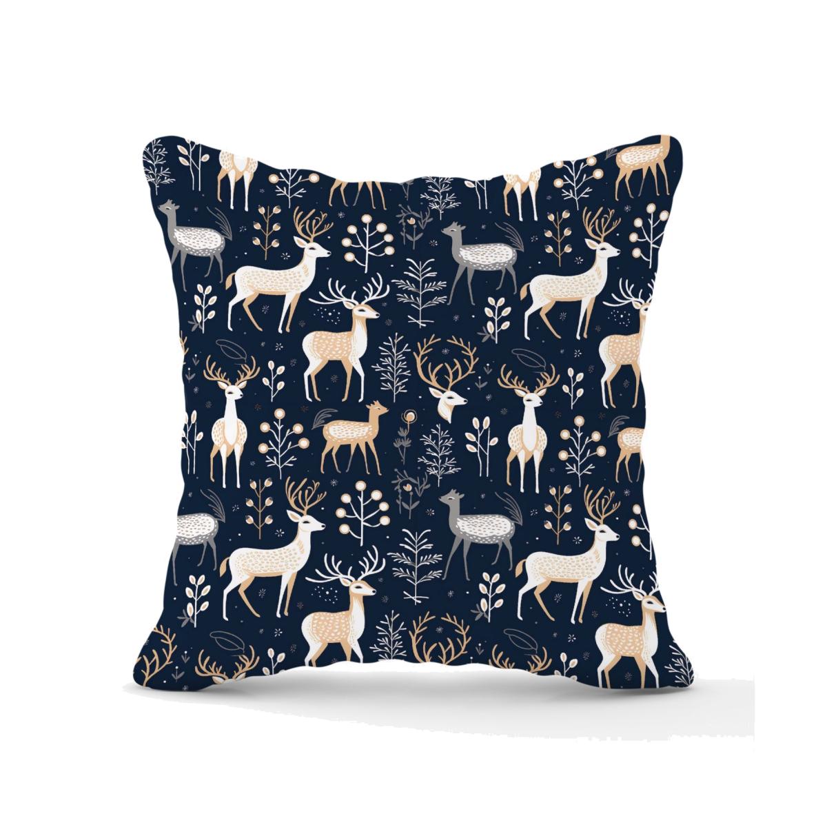 Reindeer, Whimsical, Illustration Pattern Outdoor Cushion - Blue / 60cm