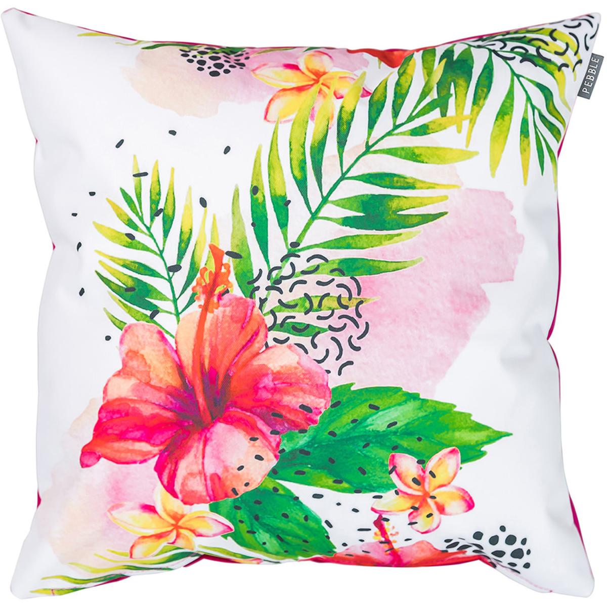 Exotic Floral Print Outdoor Cushion - Floral/Pink Reverse – image 2