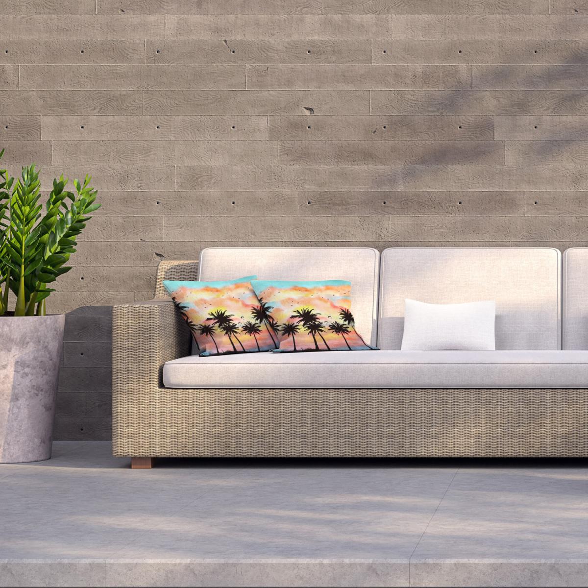 Palm Trees At Sunset Outdoor Cushion - Orange / 45cm – image 2