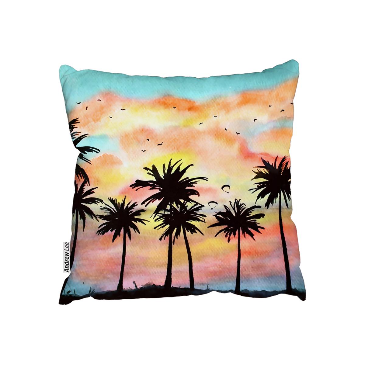 Palm Trees At Sunset Outdoor Cushion - Orange / 45cm – image 1