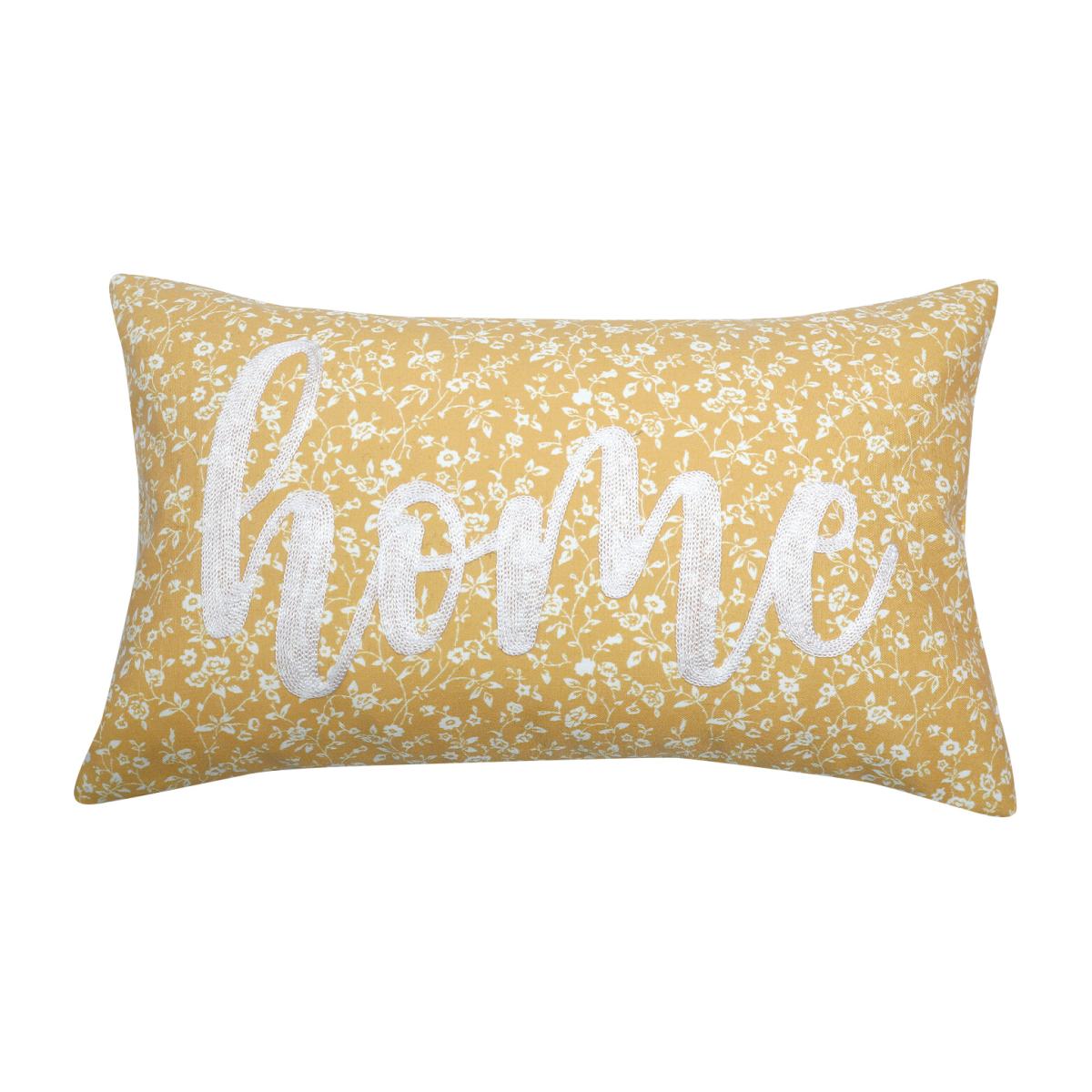 Home Embroidered Cushion - Yellow
