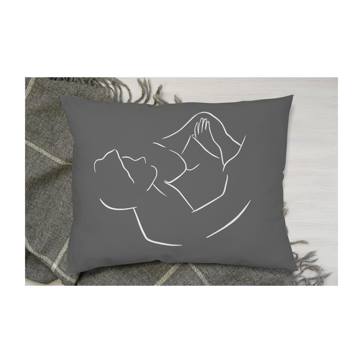 Drawing Of A Couple In One Line Cushion - Grey – image 1