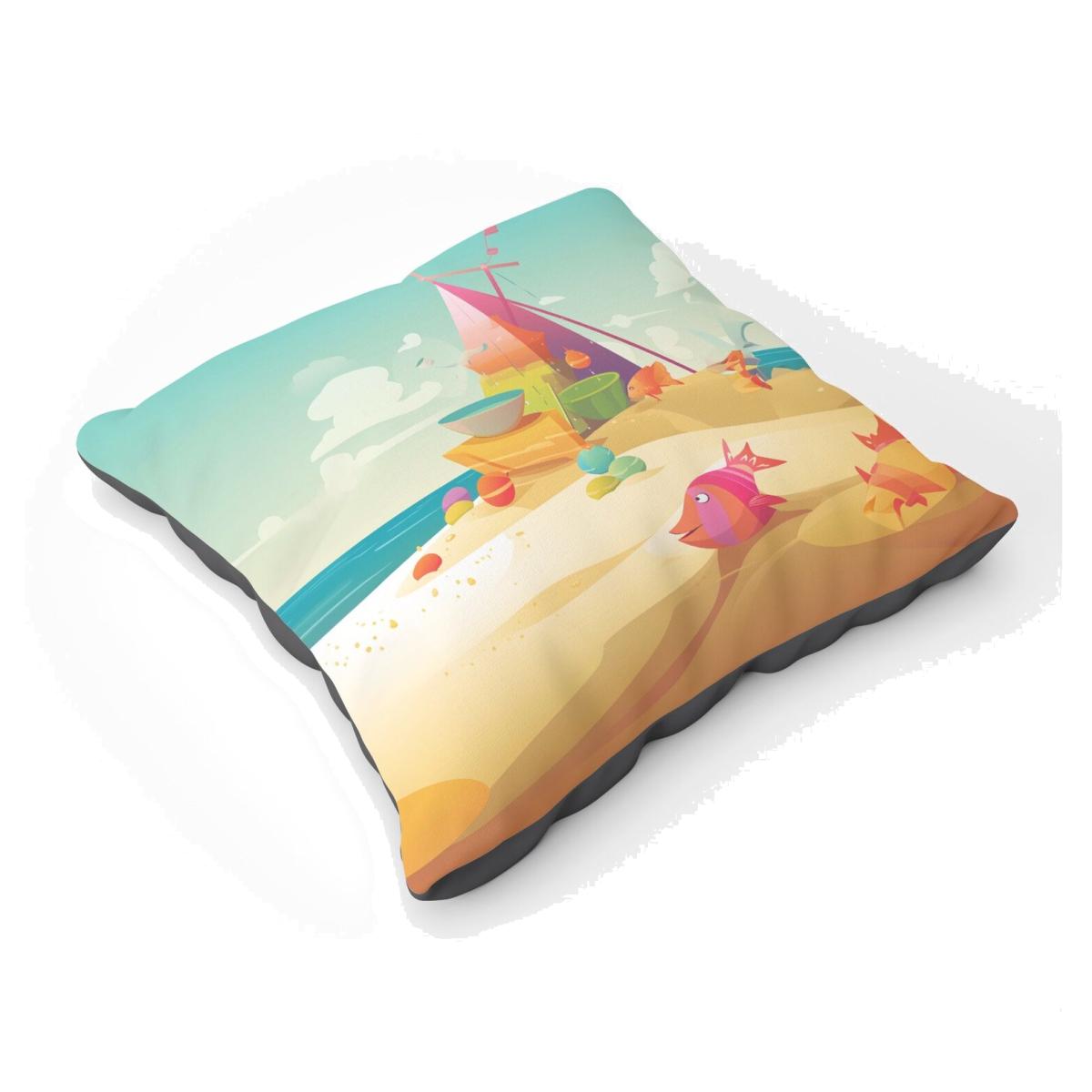 Fish On A Beach Holiday Floor Cushion - Yellow