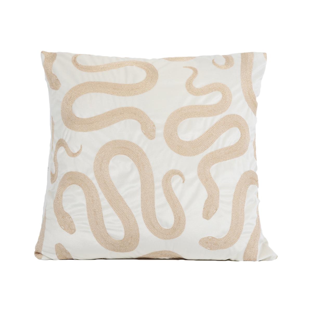 Embroidered Snakes Cushion - Gold