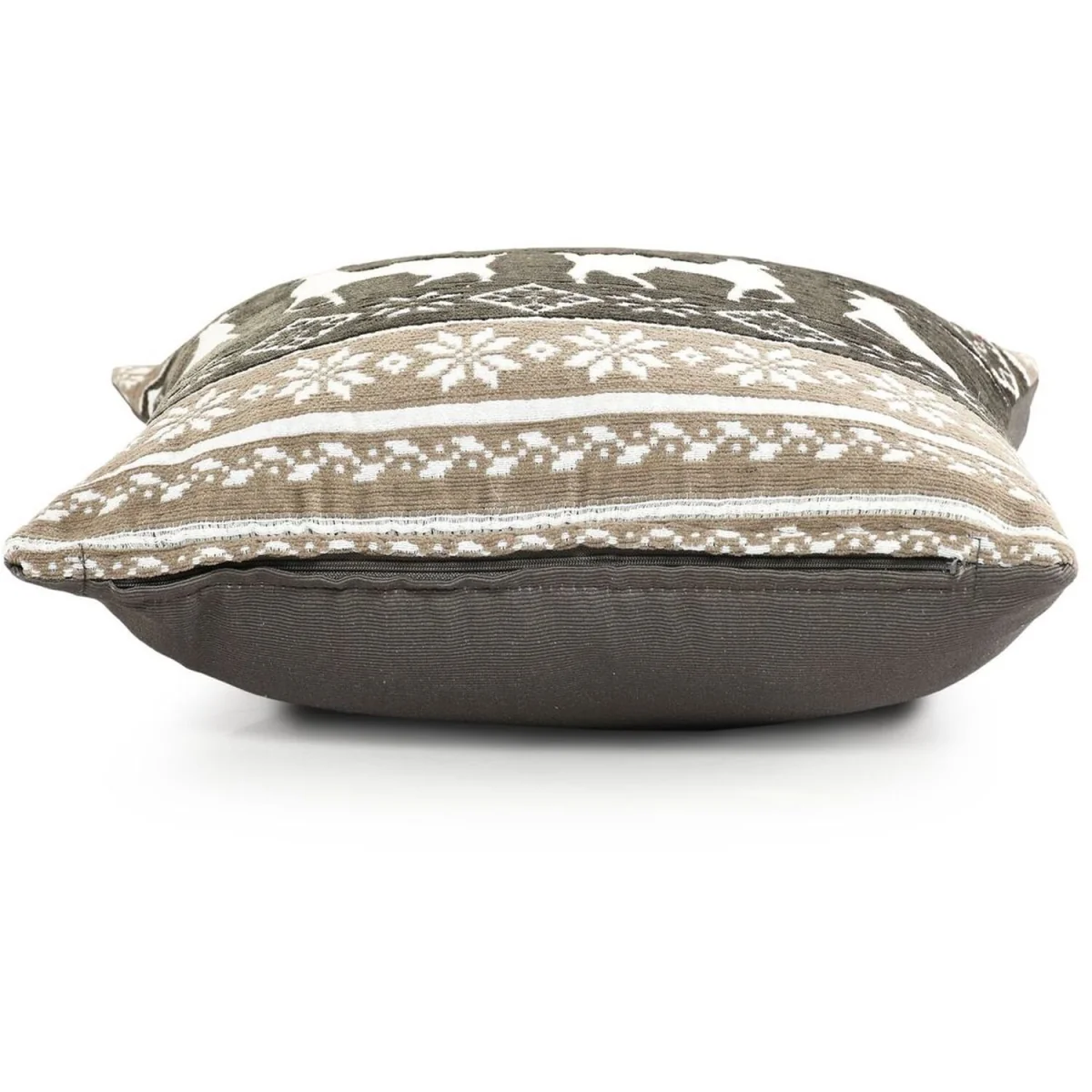 Noel Square Luxury Chenille Xmas Grey Stag Filled Cushion - Grey – image 3