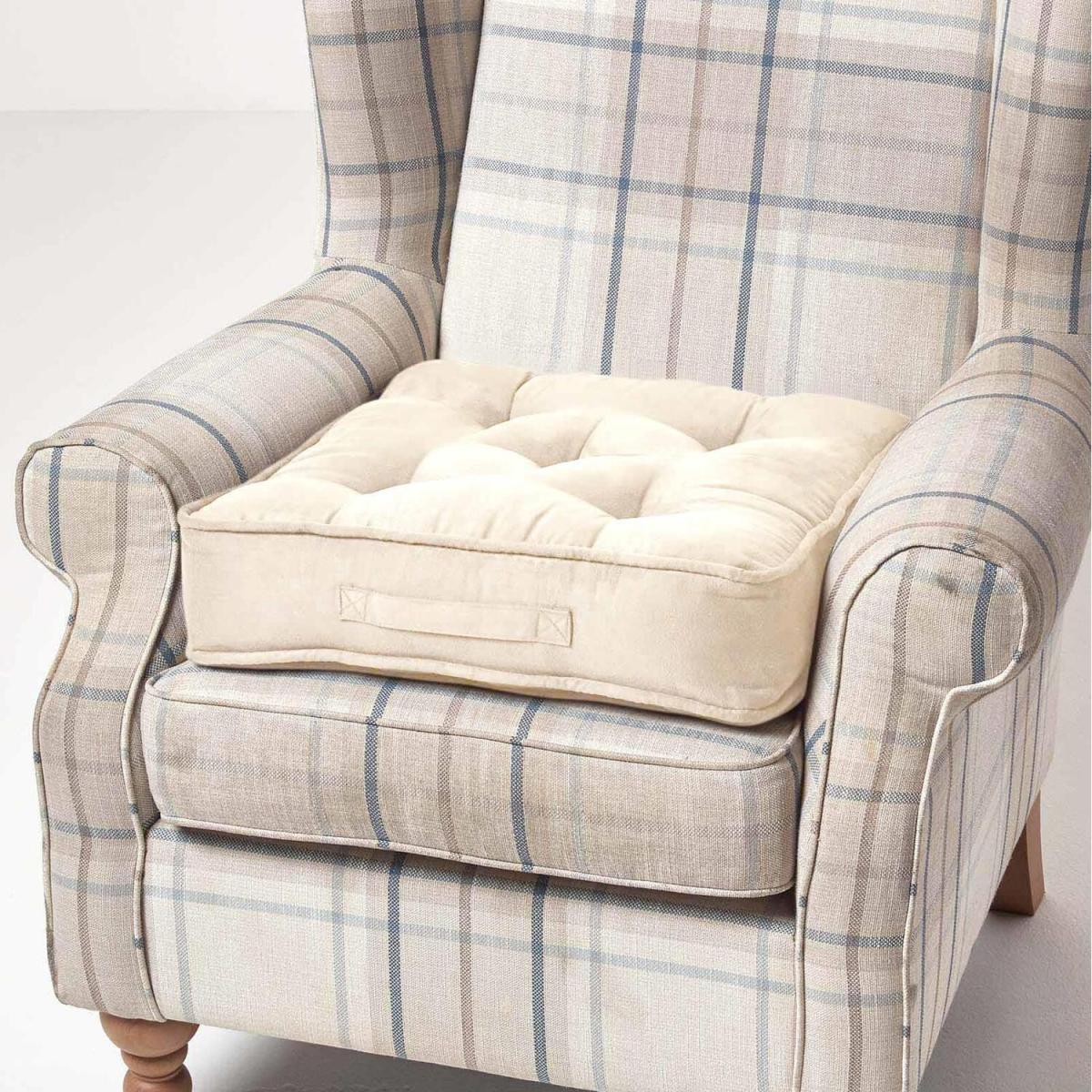 Armchair Booster Cushion with Faux Suede Cover - Cream – image 1