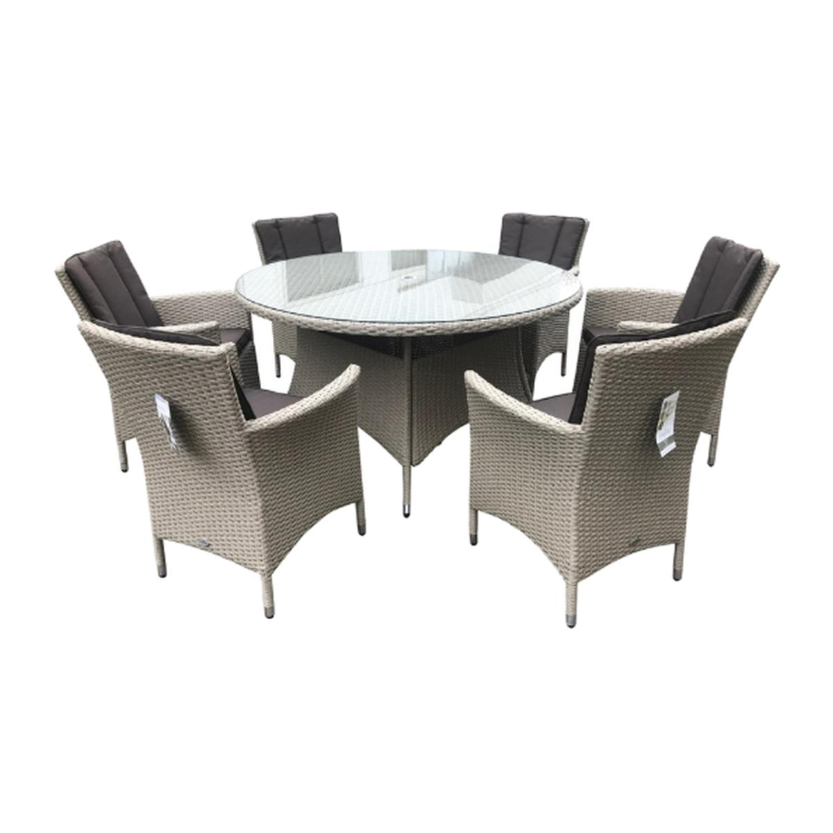 Pagoda Rattan 6 Cushion Seat Set - Grey