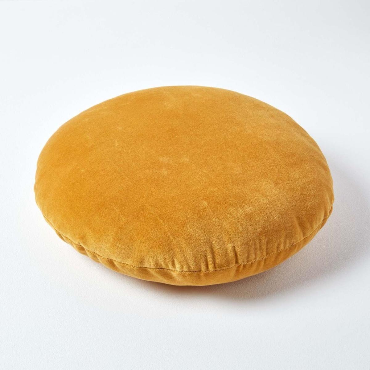 Mustard Velvet Round Cushion - Mustard – image 3