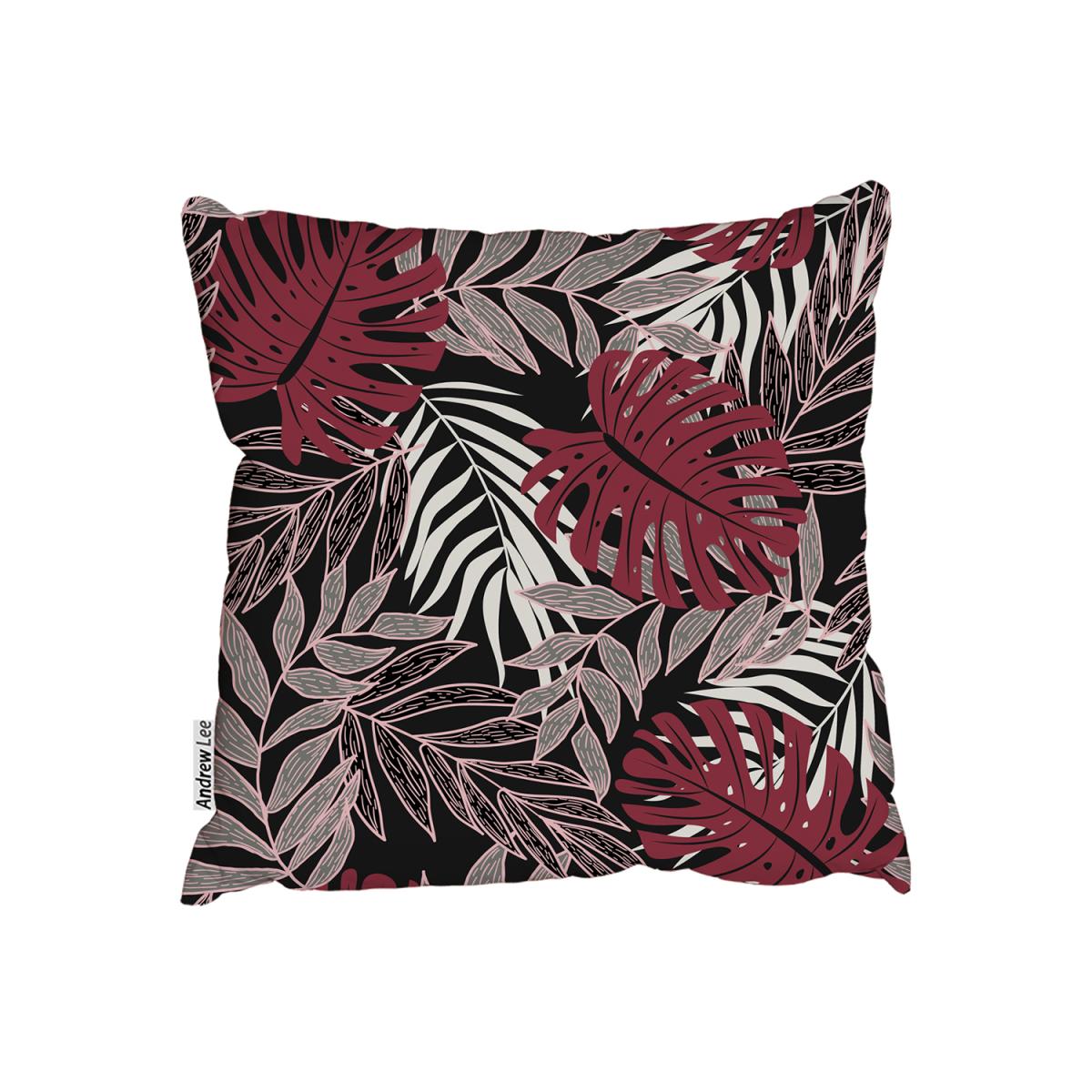 Tropical Leaves And Plants On Dark Background Cushion - Red / 45cm – image 2