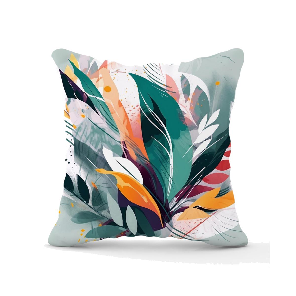 Coloured Abstrace Feather Leaves Outdoor Cushion - Green / 60cm