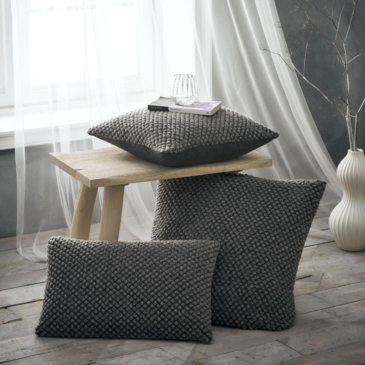 Portfolio Home Palazzo Filled Bobble Cushion - Grey / 56cm – image 3