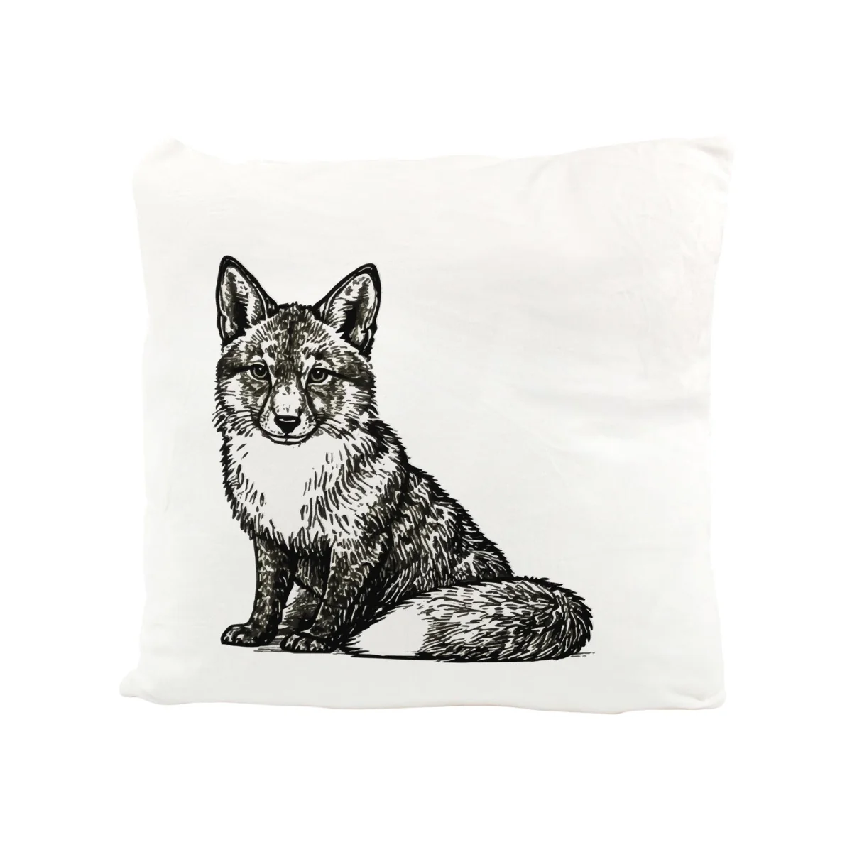 Black Sketched Fox Velvet Cushion - Black – image 1