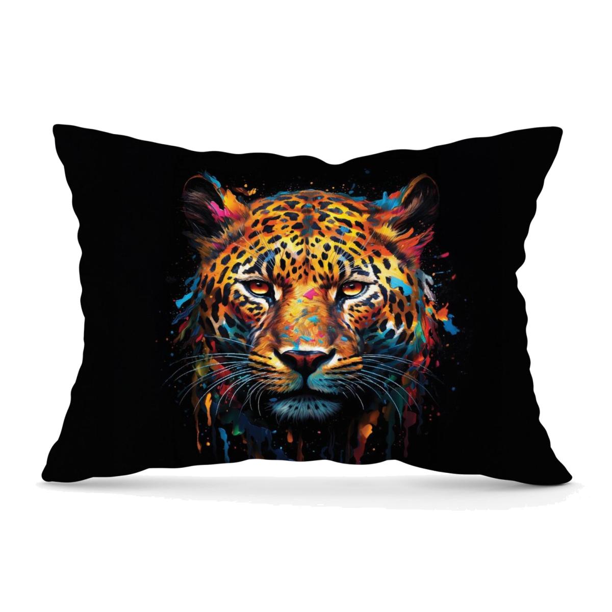 Splashart Leopard Face Cushion - Brown / 33cm
