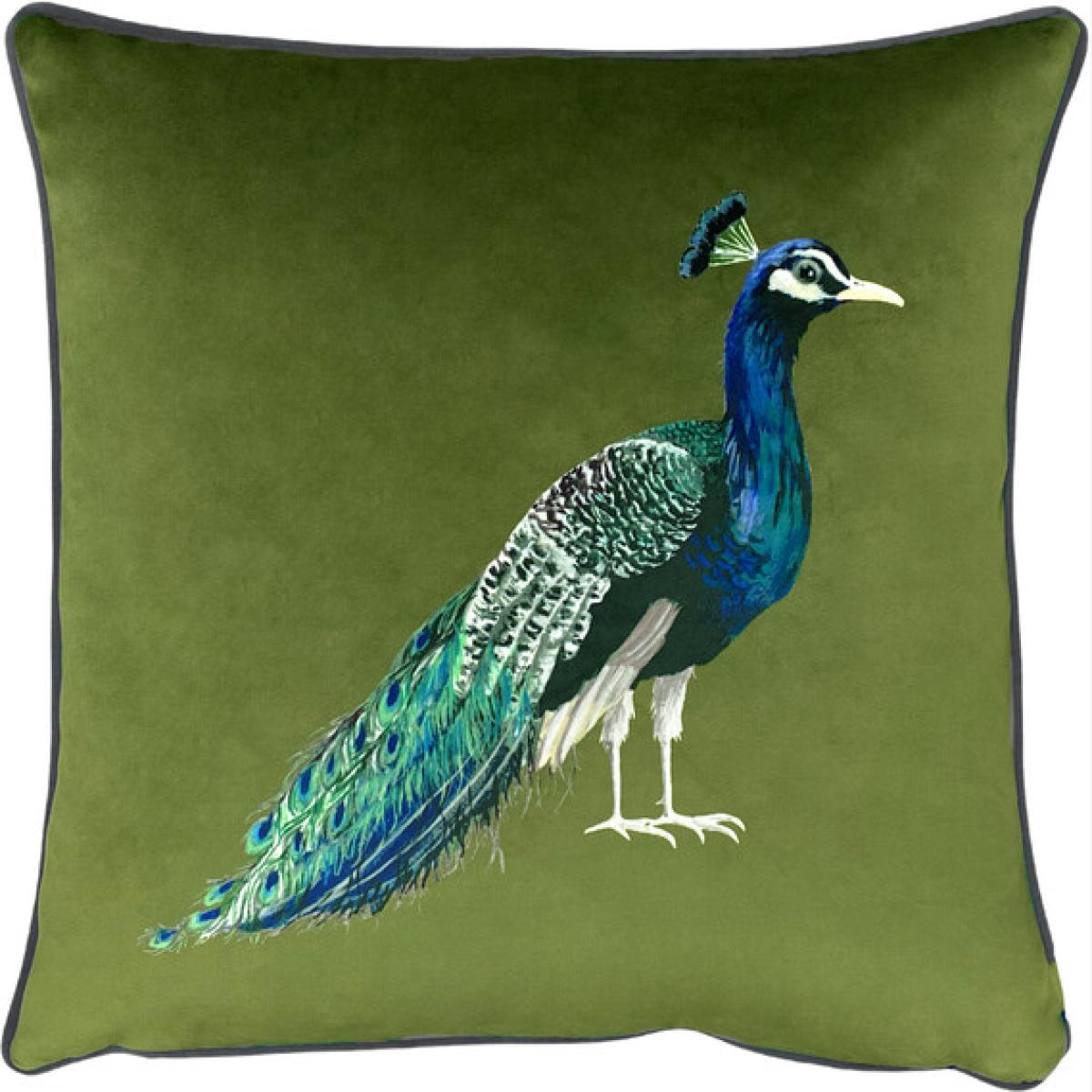Regal Peacock Cushion - Green