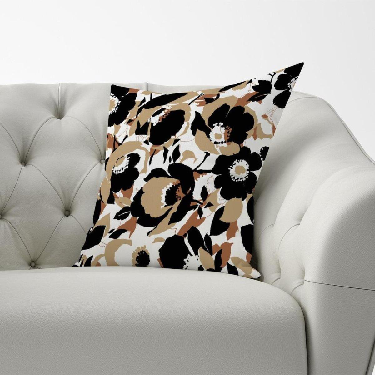Modern Flower Pattern Cushion - Brown / 45cm – image 2