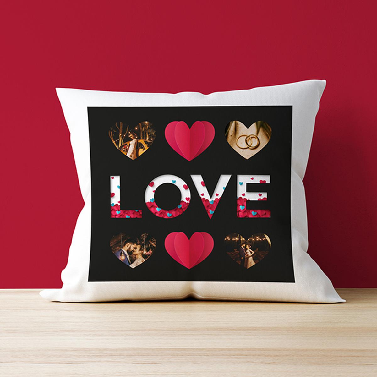 Four Photo Cushion - Love Hearts – image 2