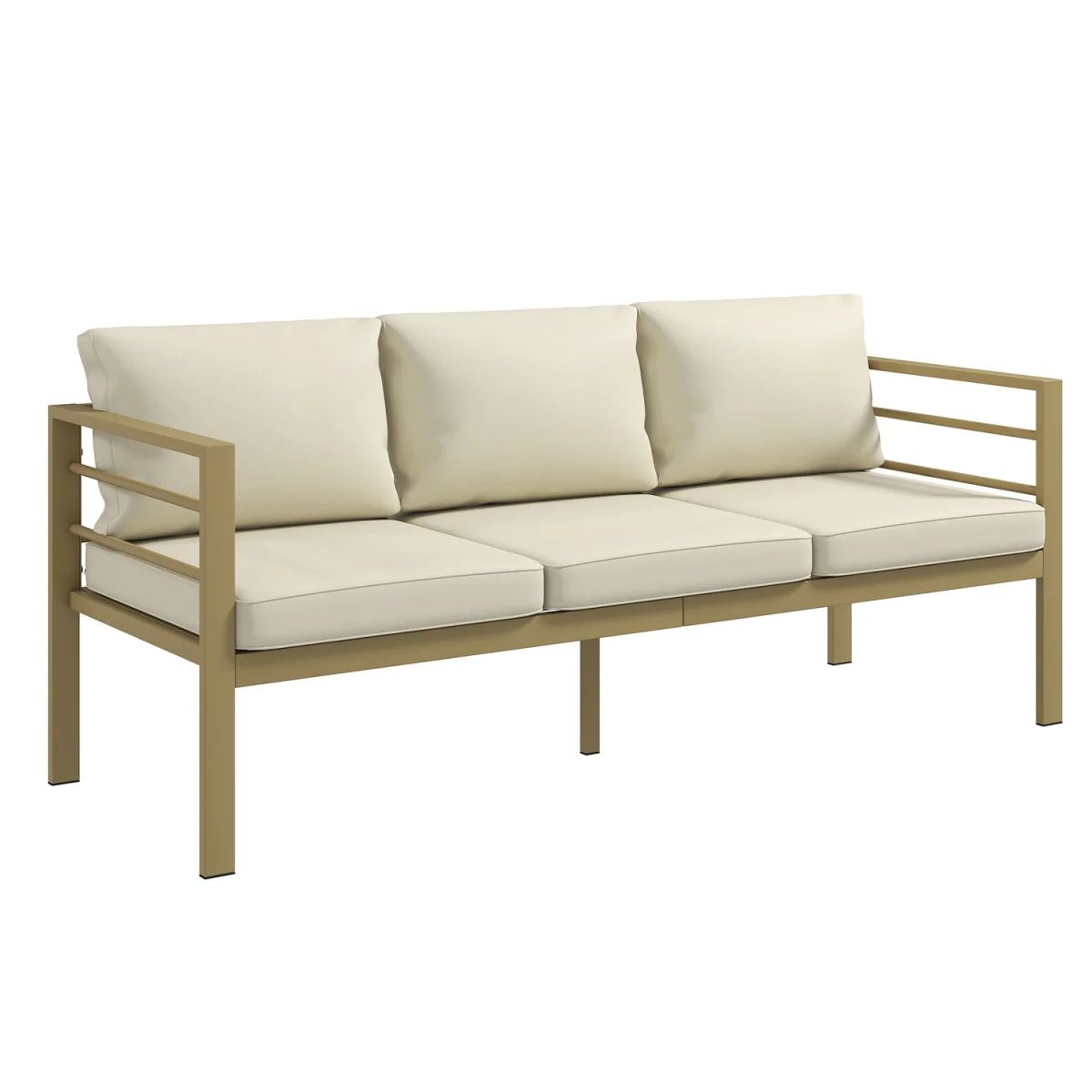 Outsunny 3-Seater Aluminium Cushioned Garden Bench - Cream – image 2