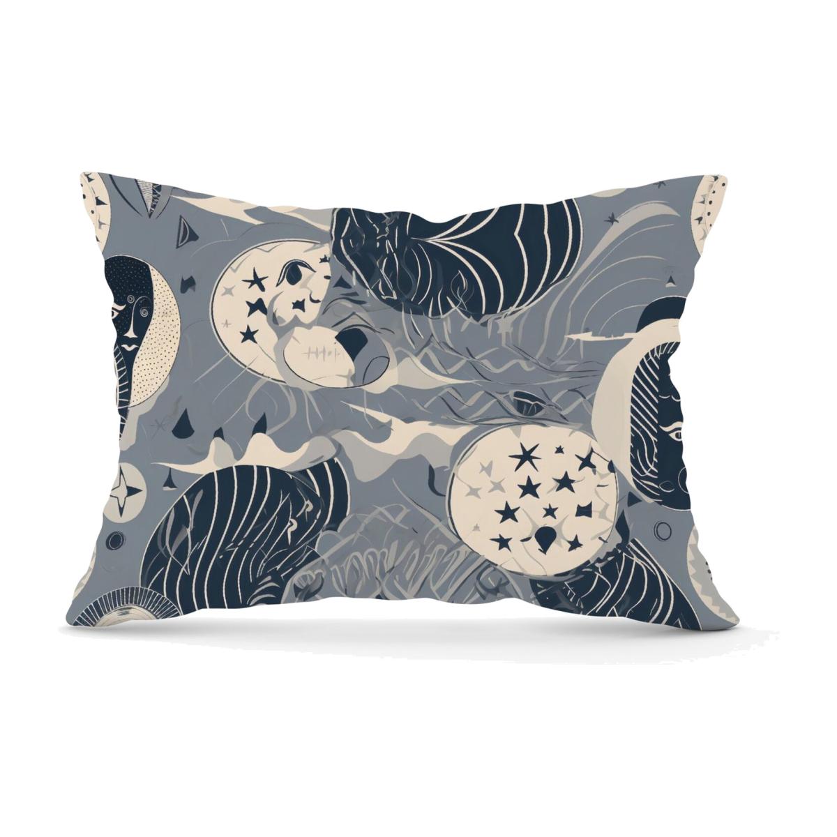 Abstract Moon and Stars Cushion - Grey / 28cm