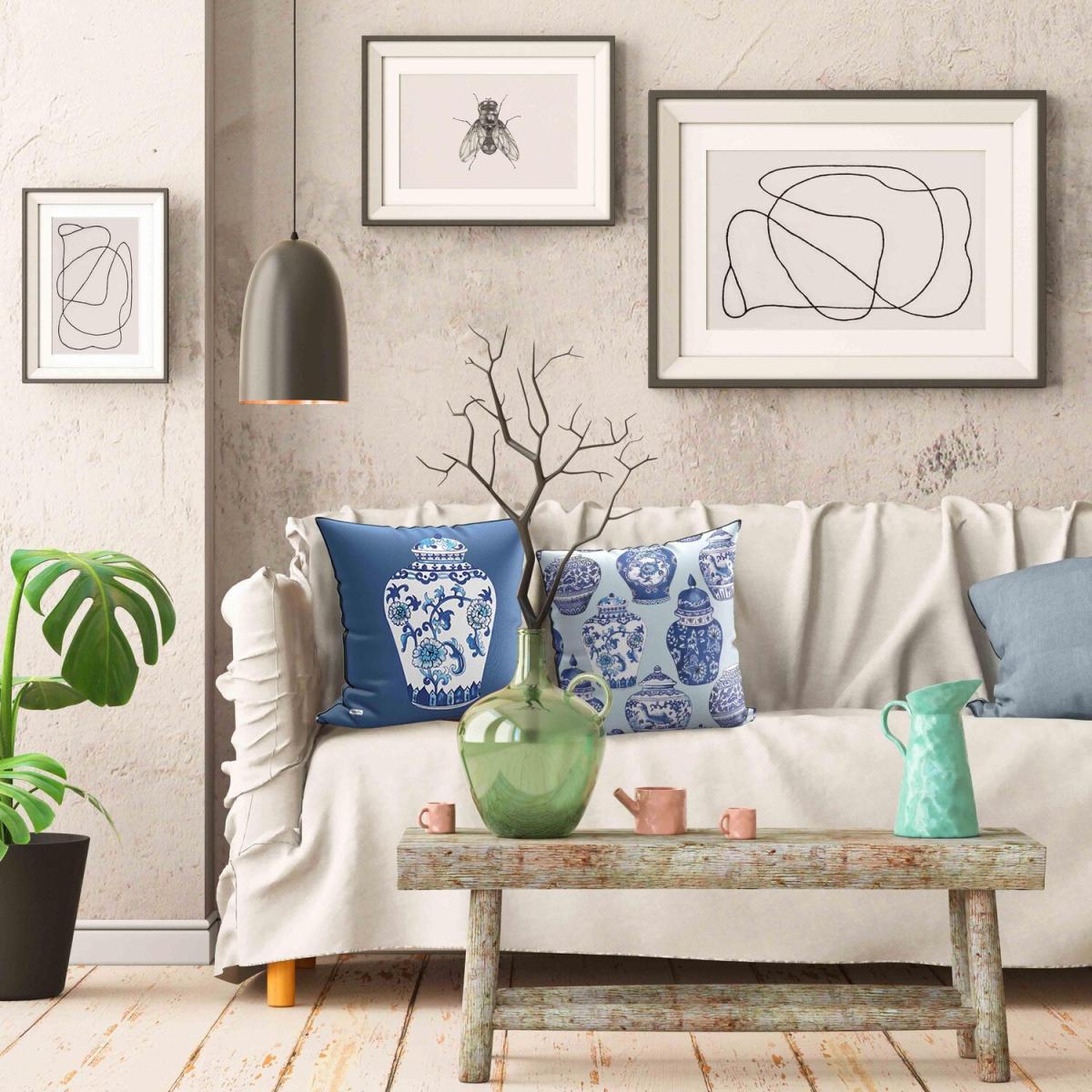 The Mia Vase Bleu Blanc Cushion - Light Blue – image 2