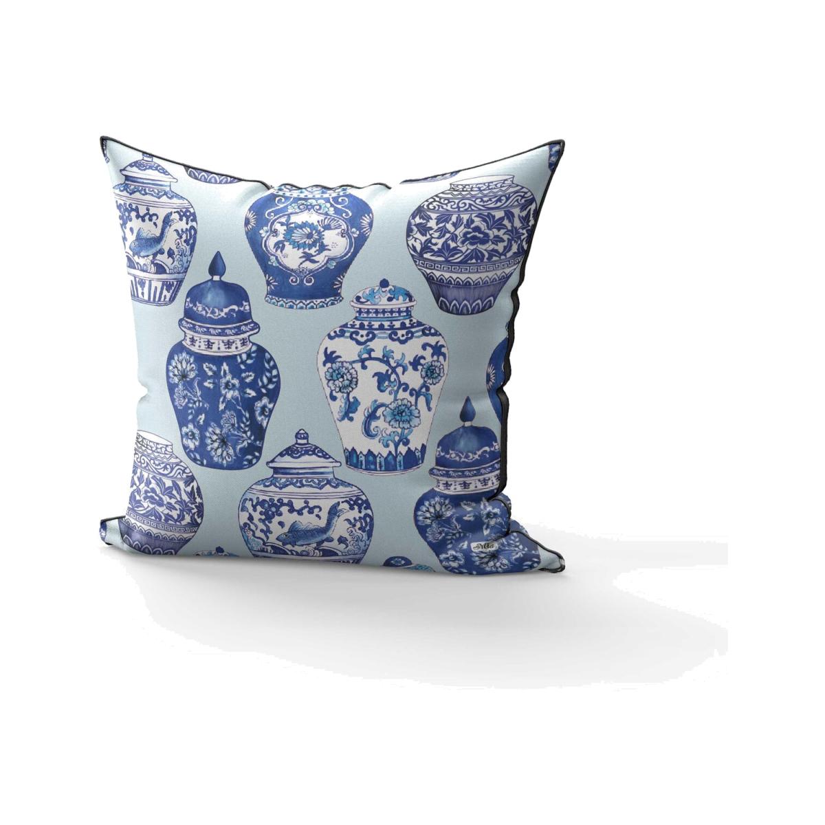The Mia Vase Bleu Blanc Cushion - Light Blue – image 1