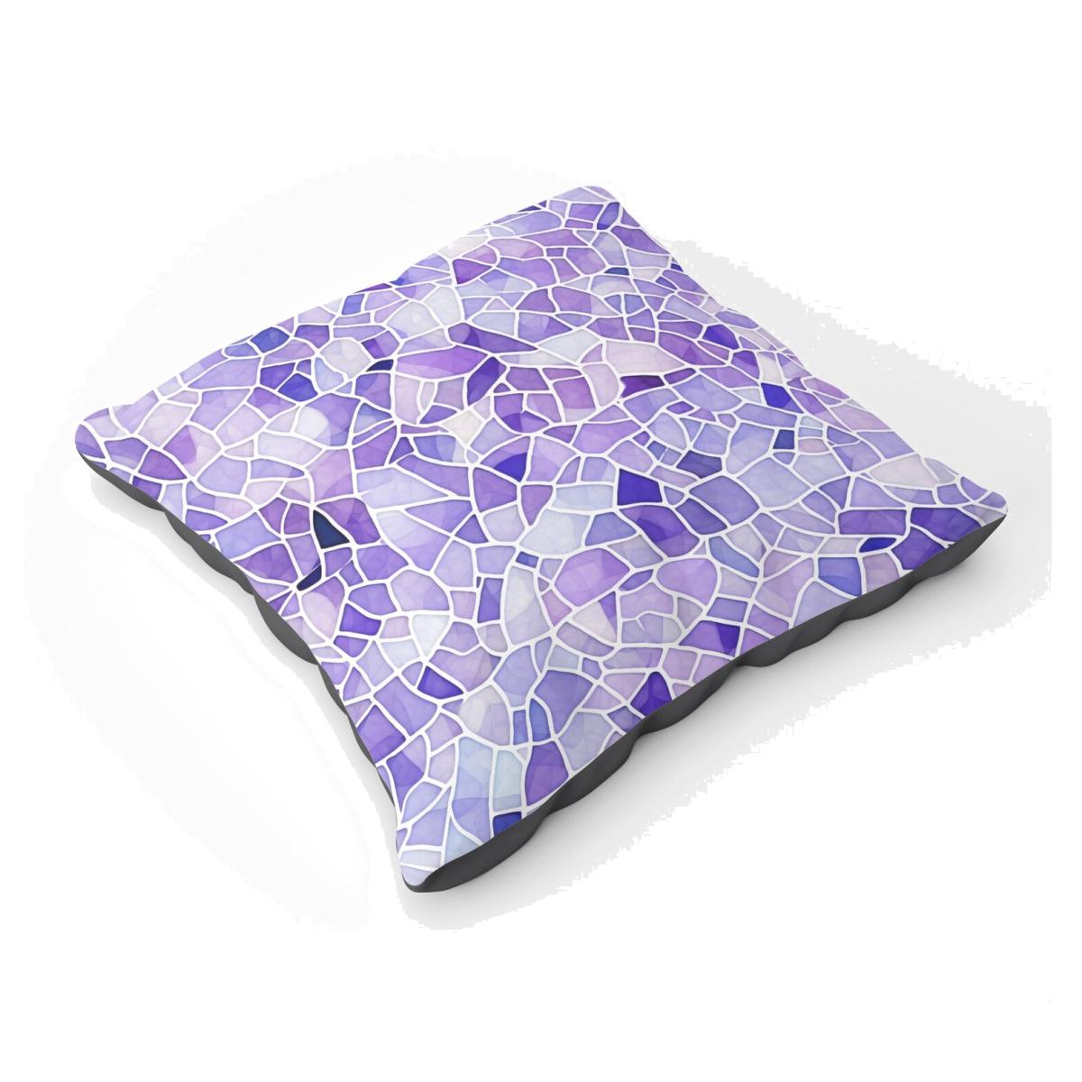 Purple and White Mosaic Design Floor Cushion - Purple