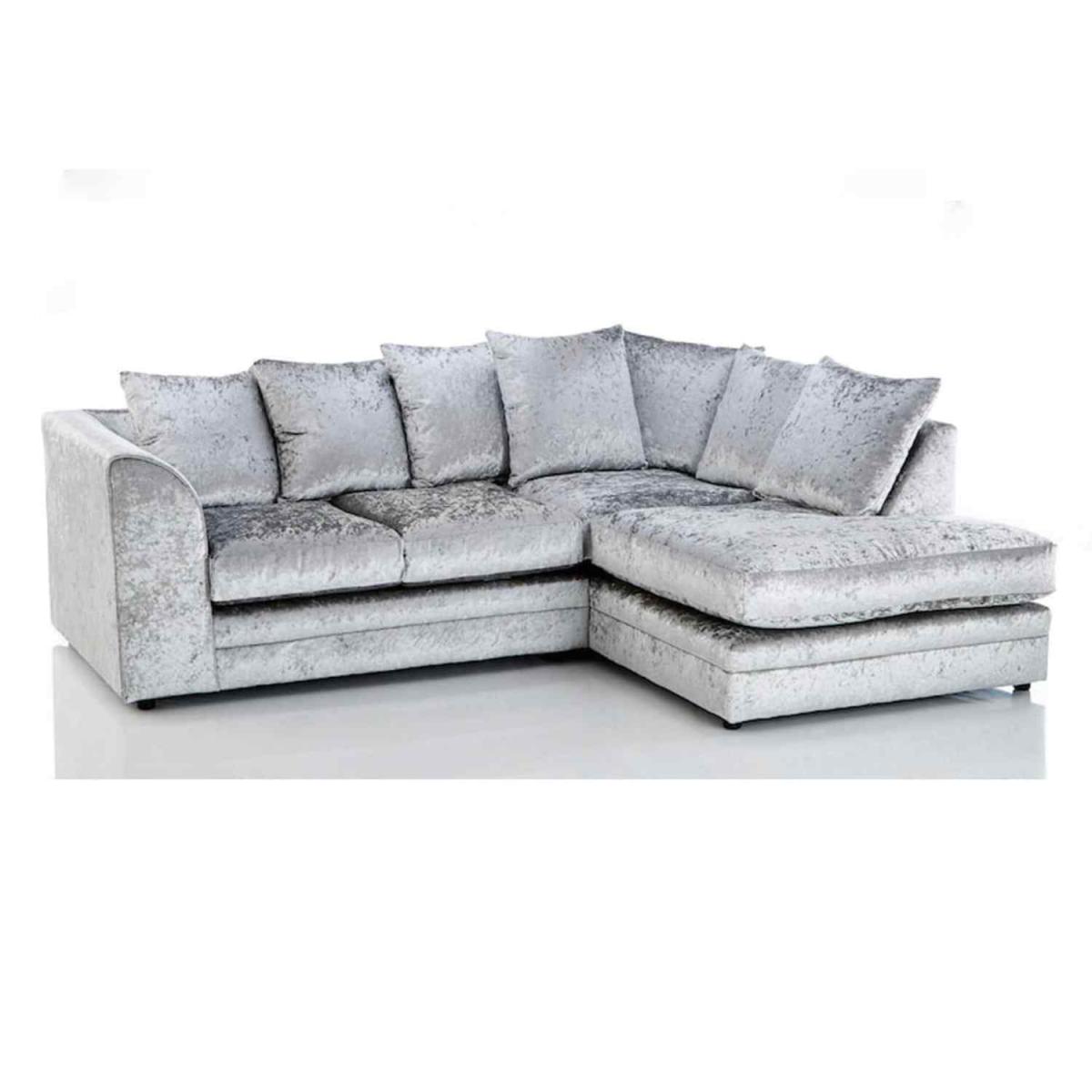 Canolo Luxury RHF Corner Chaise Crush Velvet Sofa - Silver – image 3