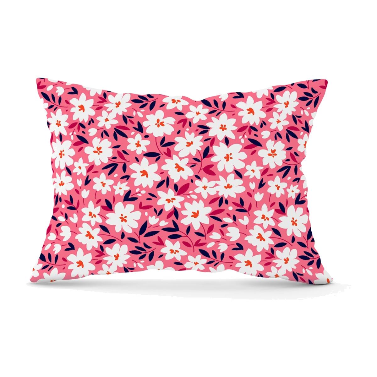 Small Cute White Flower Pattern Cushion - Pink / 28cm