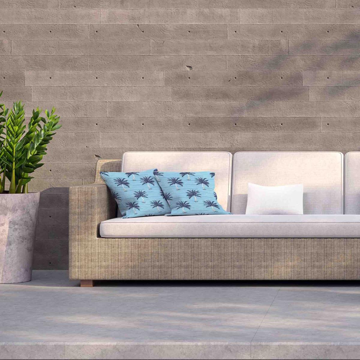 Palm Trees On Blue Outdoor Cushion - Blue / 45cm – image 1