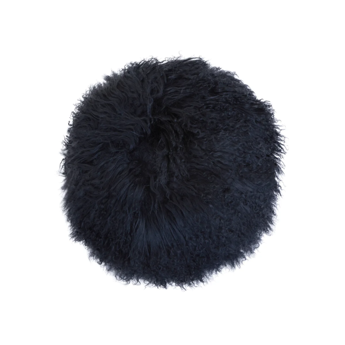 Bosie Real Mongolian Fur Black Round Cushion - Black – image 1