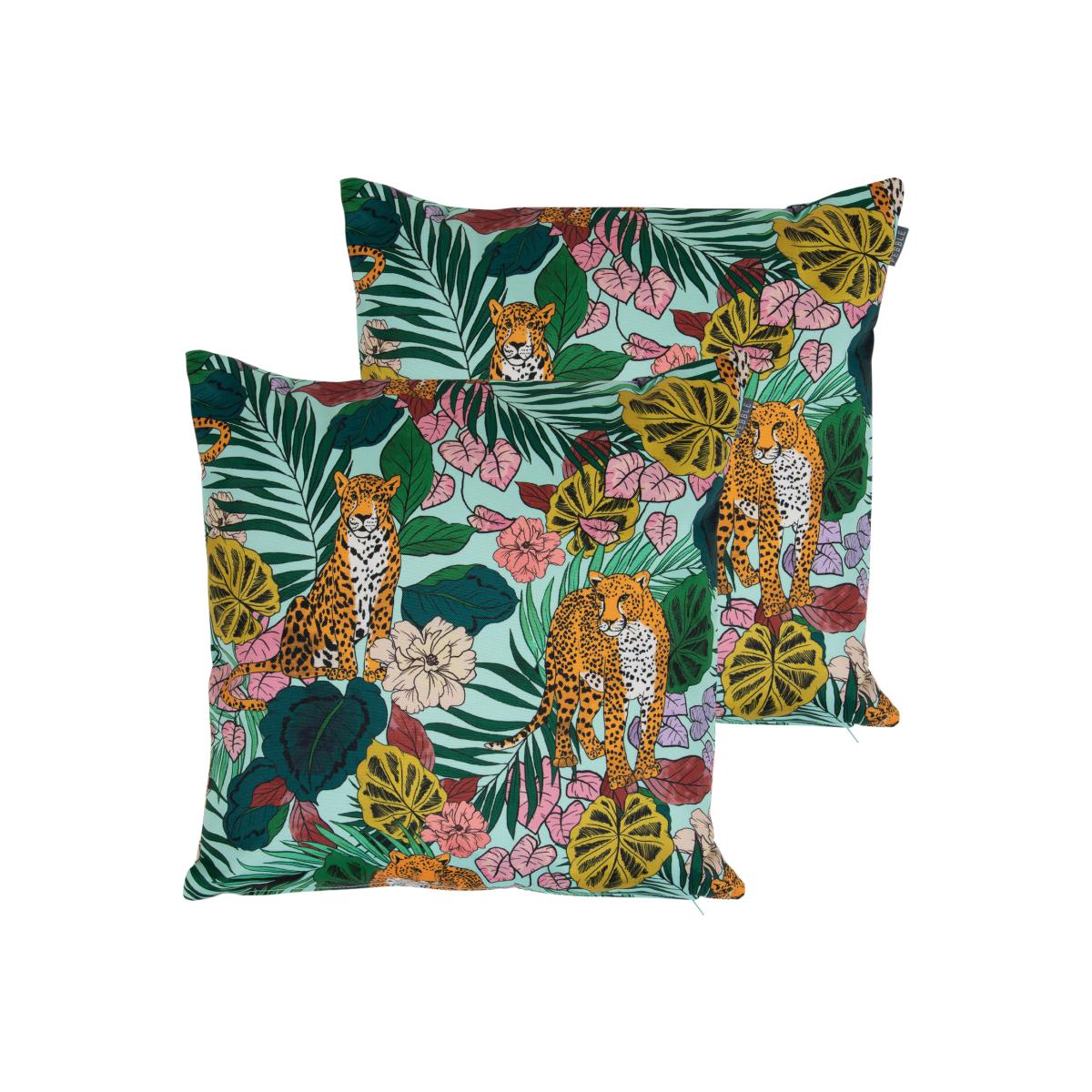 Cheeta Print Outdoor Cushion (Set of 2) - Teal – image 1