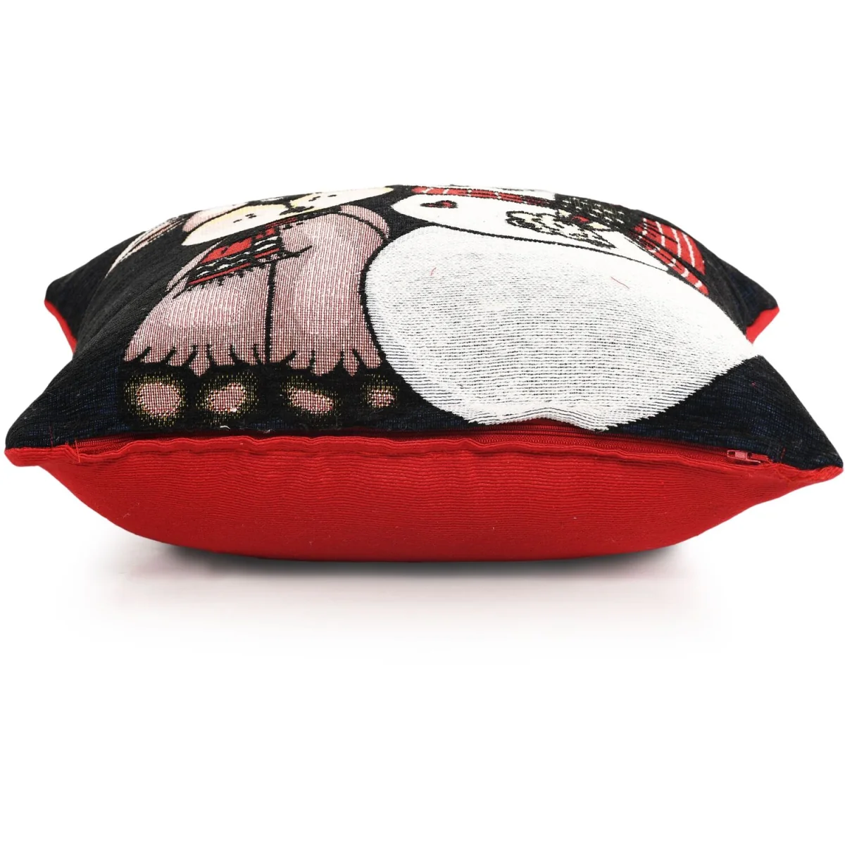 Noel Square Luxury Chenille Xmas Snowman and Reindeer Filled Cushion - Blue – image 3