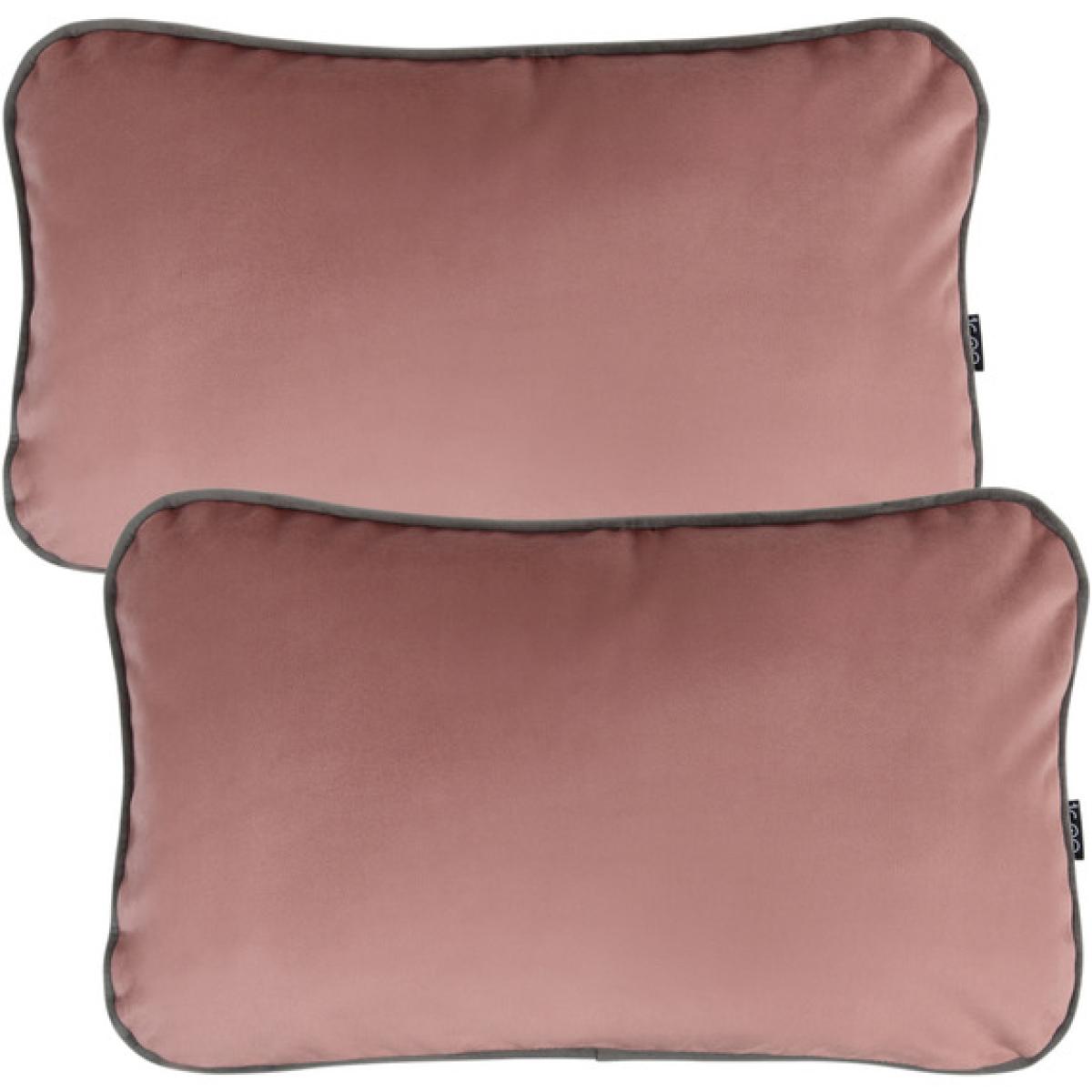 Two-Tone Plush Velvet Lumbar Cushion 50x30cm, 2 Pack - Pink