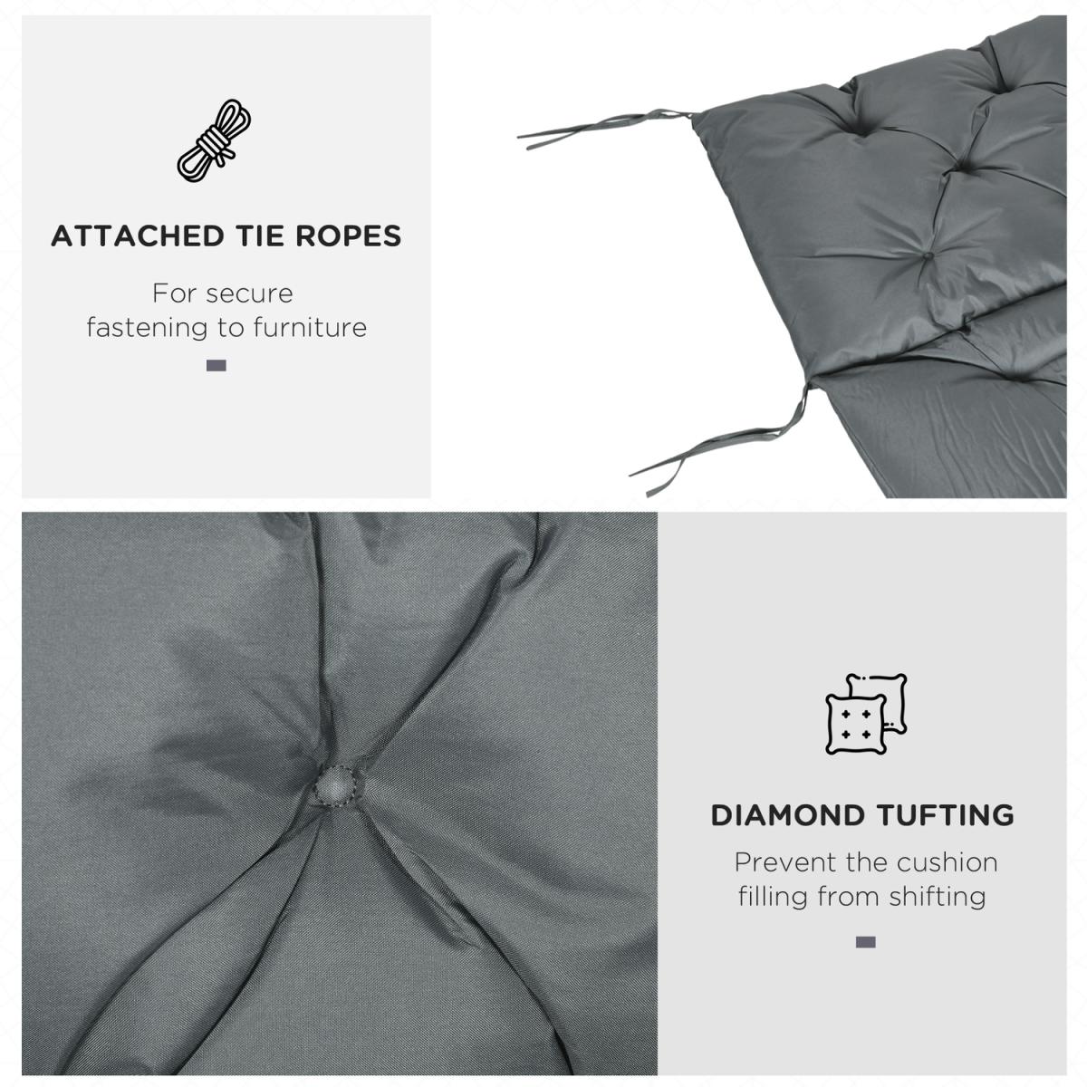 Swing Chair Replacement Seat Pad Cushions - Grey / 150cm – image 4